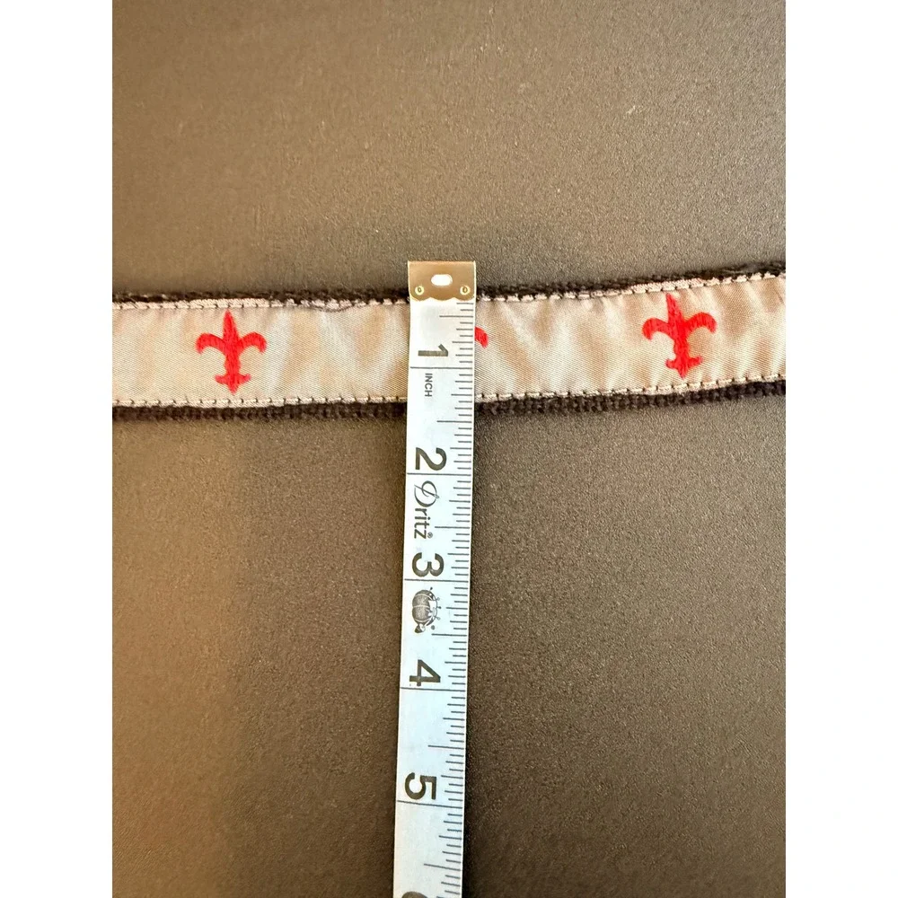 Leather Man Ltd Fleur De Lis Ribbon Belt Grey Canvas Brass Buckle Boys Size 30